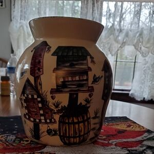 Better Homes And Gardens Ceramic Vase with Birdhouse Design